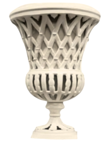 Ivory Lattice 16" Urn in Cast Aluminum