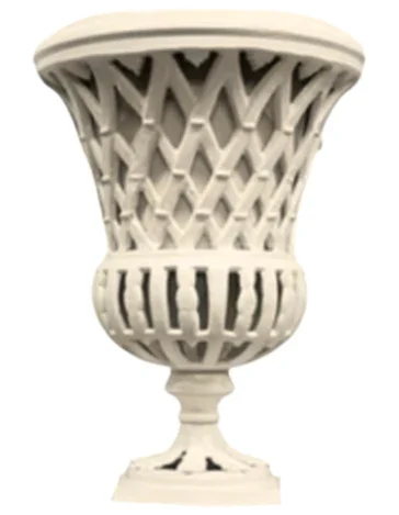 Ivory Lattice Cast Aluminum Urn