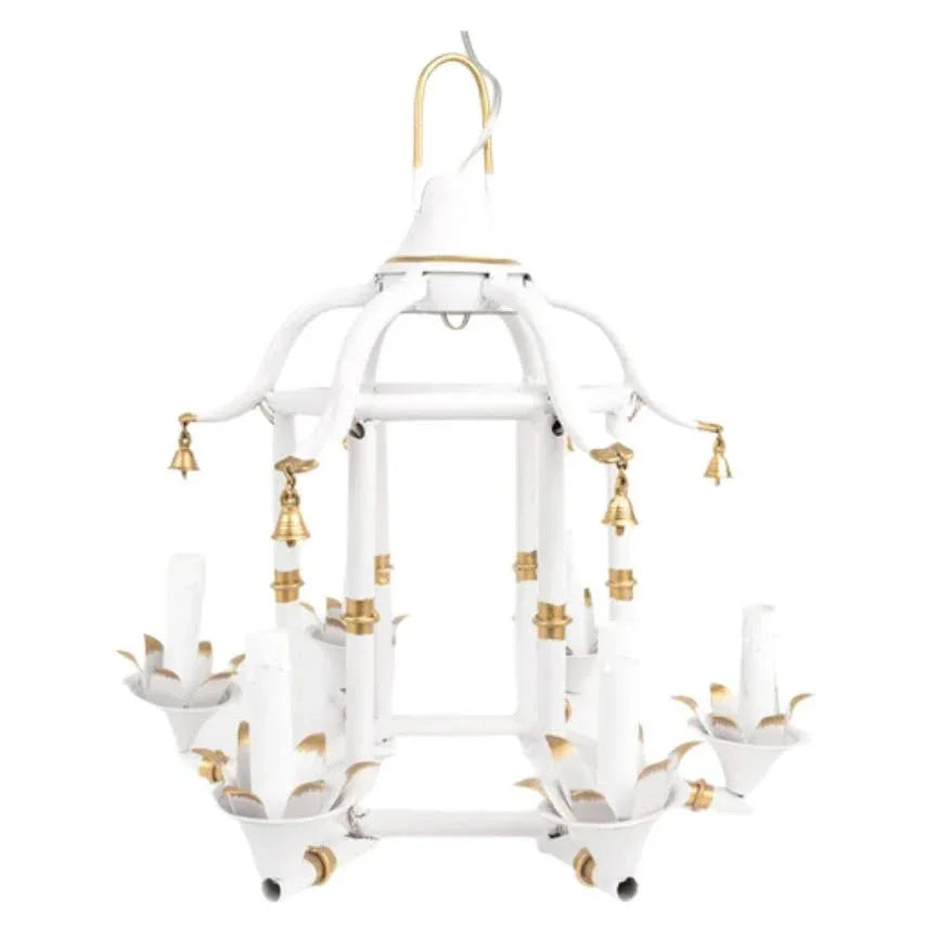 Chinoiserie Chandelier in Ivory and Gold - The Mayfair Hall