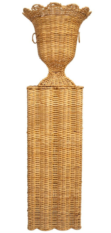 Square Scalloped Wicker Urn and Pedestal (3 Options)