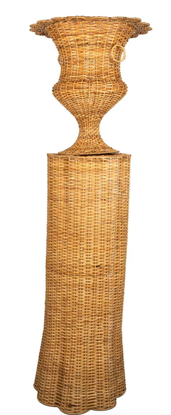 Round Scalloped Wicker Urn and Pedestal (3 Options)