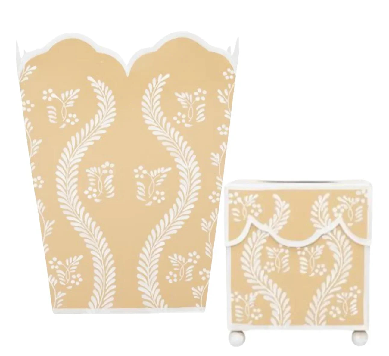 Tan SQUARE TRELLIS WASTEPAPER BASKET & TISSUE HOLDER - The Mayfair Hall