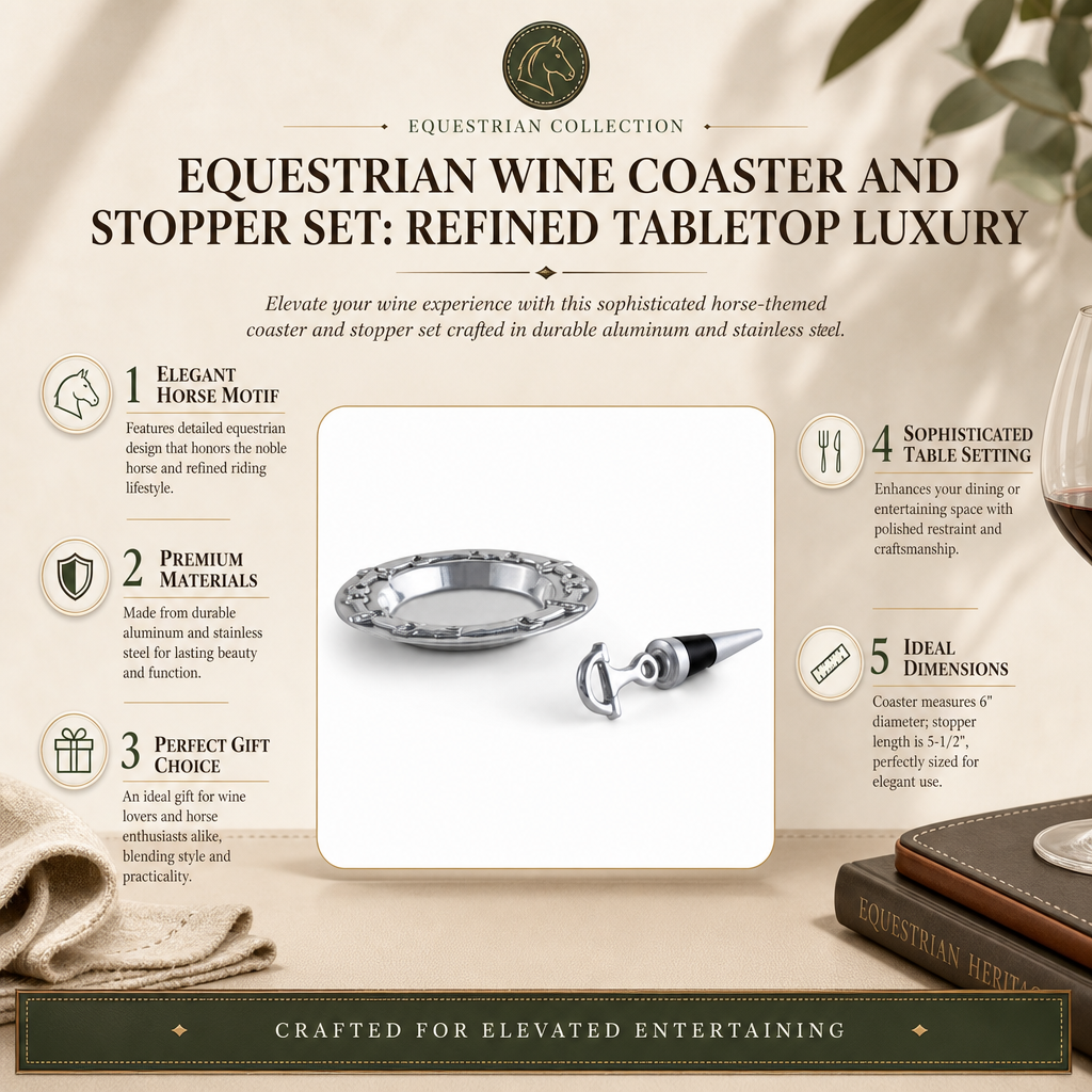 Equestrian Wine Coaster and Stopper Set
