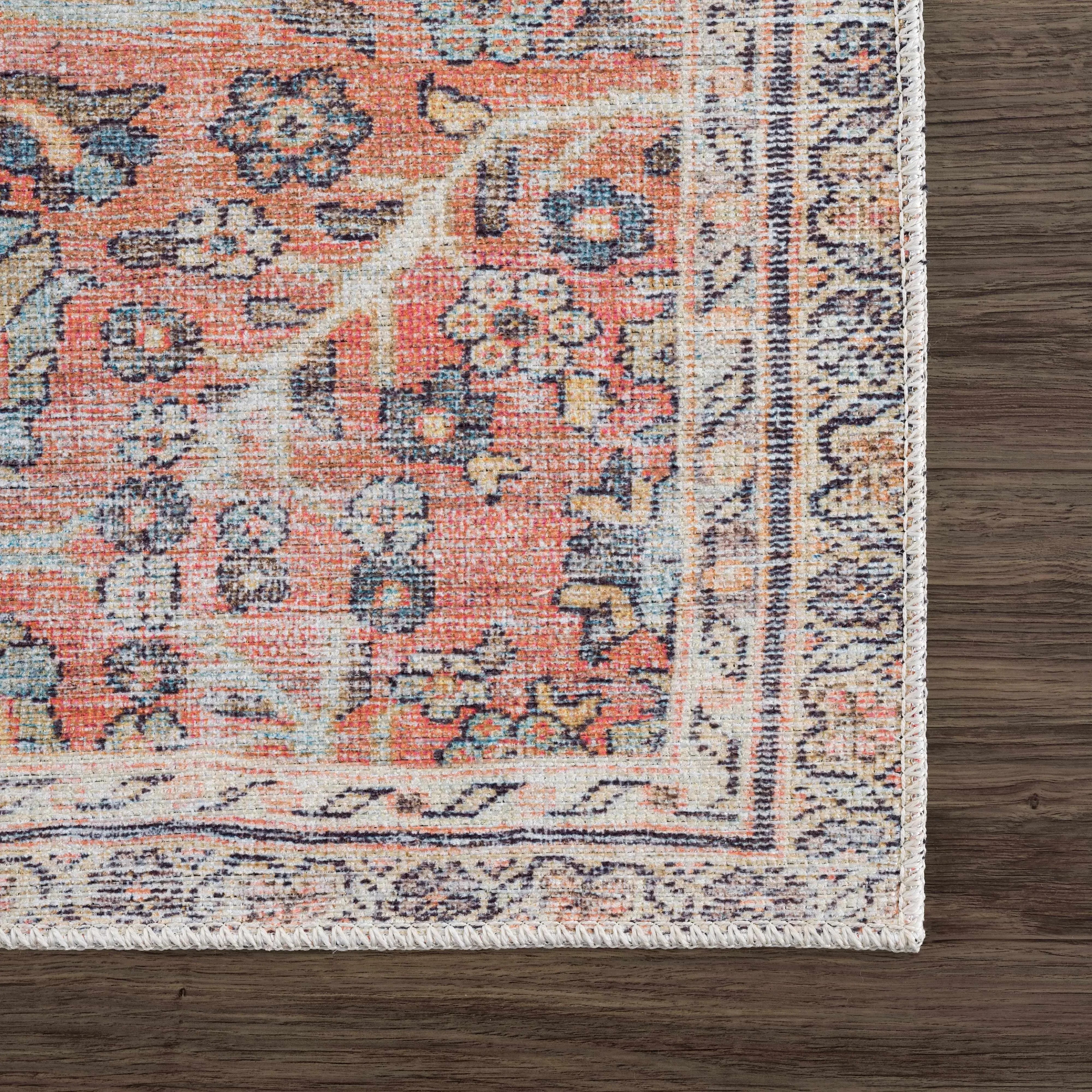 Peach & Blue Washable Area Rug - Clearance - The Mayfair Hall
