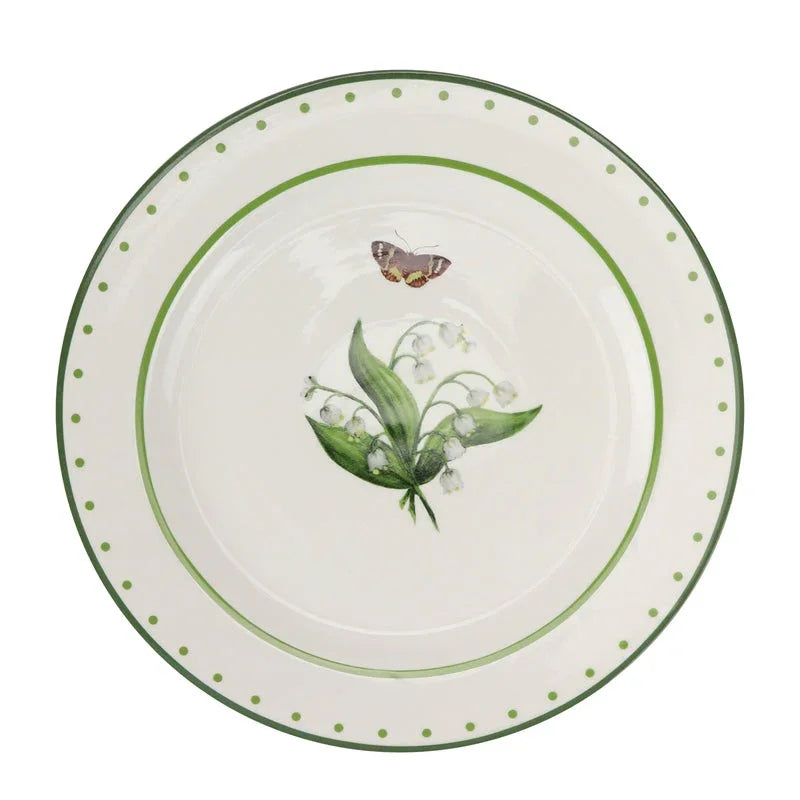 LILY OF THE VALLEY GREEN AND WHITE DINNER PLATE - The Mayfair Hall