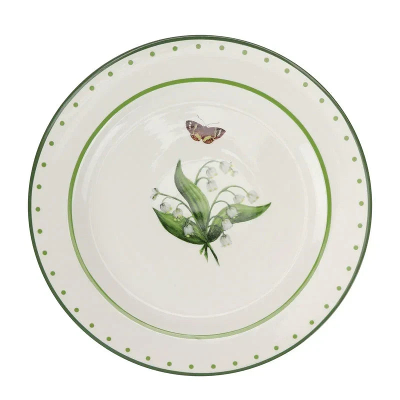 LILY OF THE VALLEY GREEN AND WHITE DINNER PLATE - The Mayfair Hall