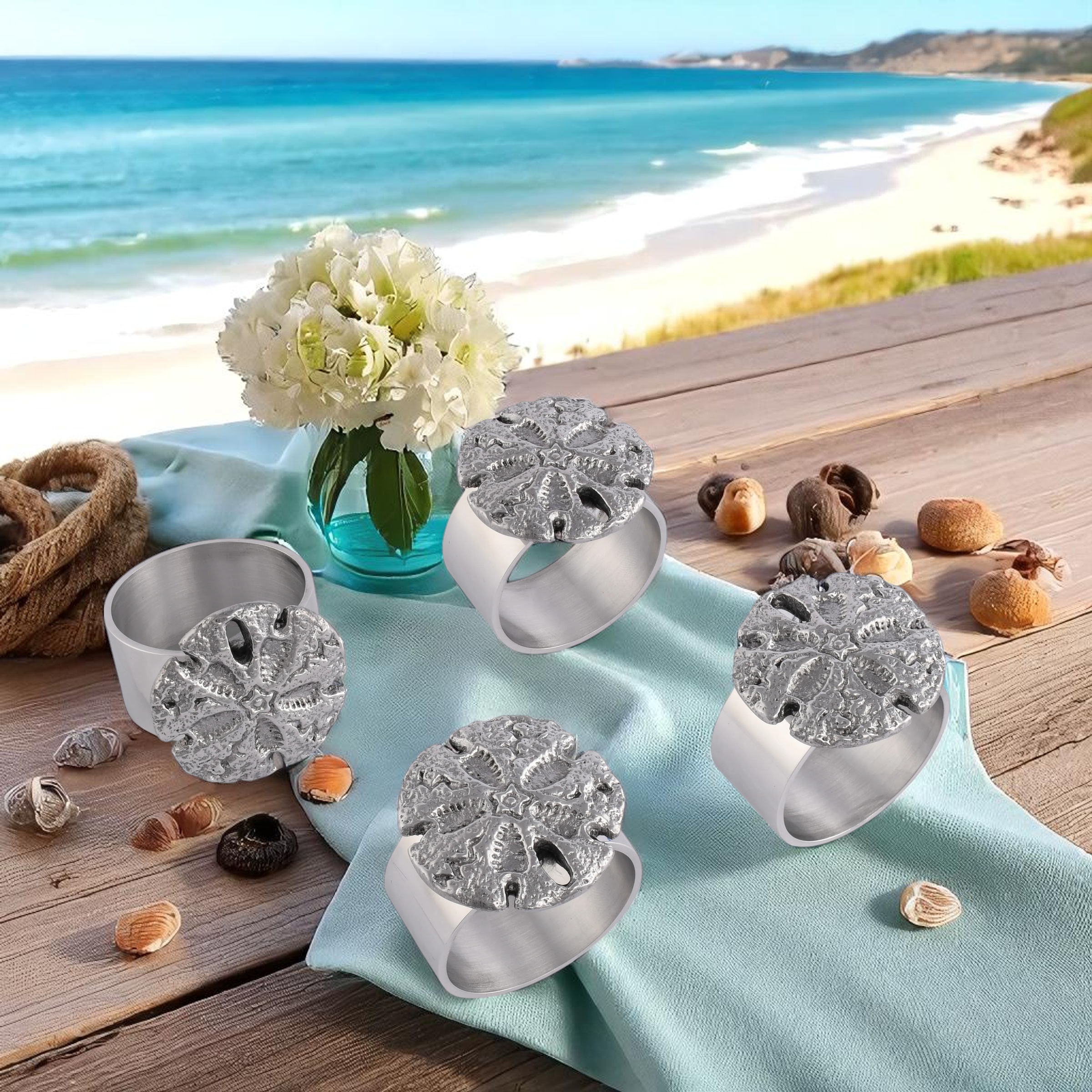 Sand Dollar Napkin Rings - set of 4