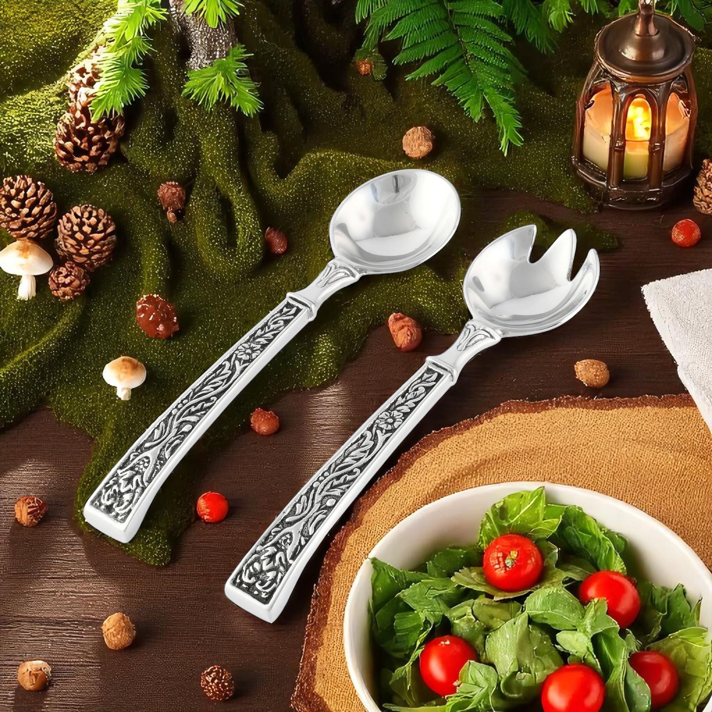 Pine Cone Forest Salad Bowl Set with Servers