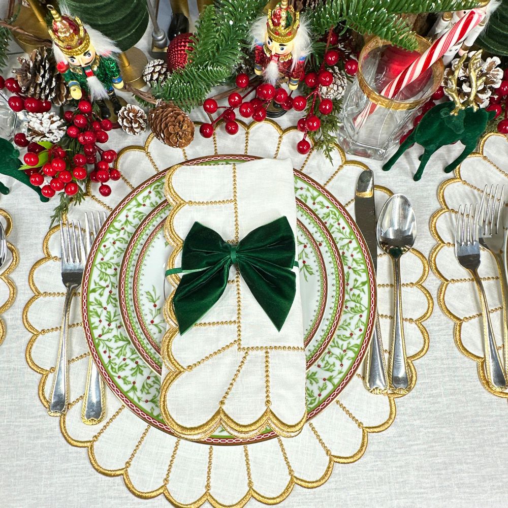 100% Linen - Studio Collection: Pippa Napkin - White/Gold (Set of 4)