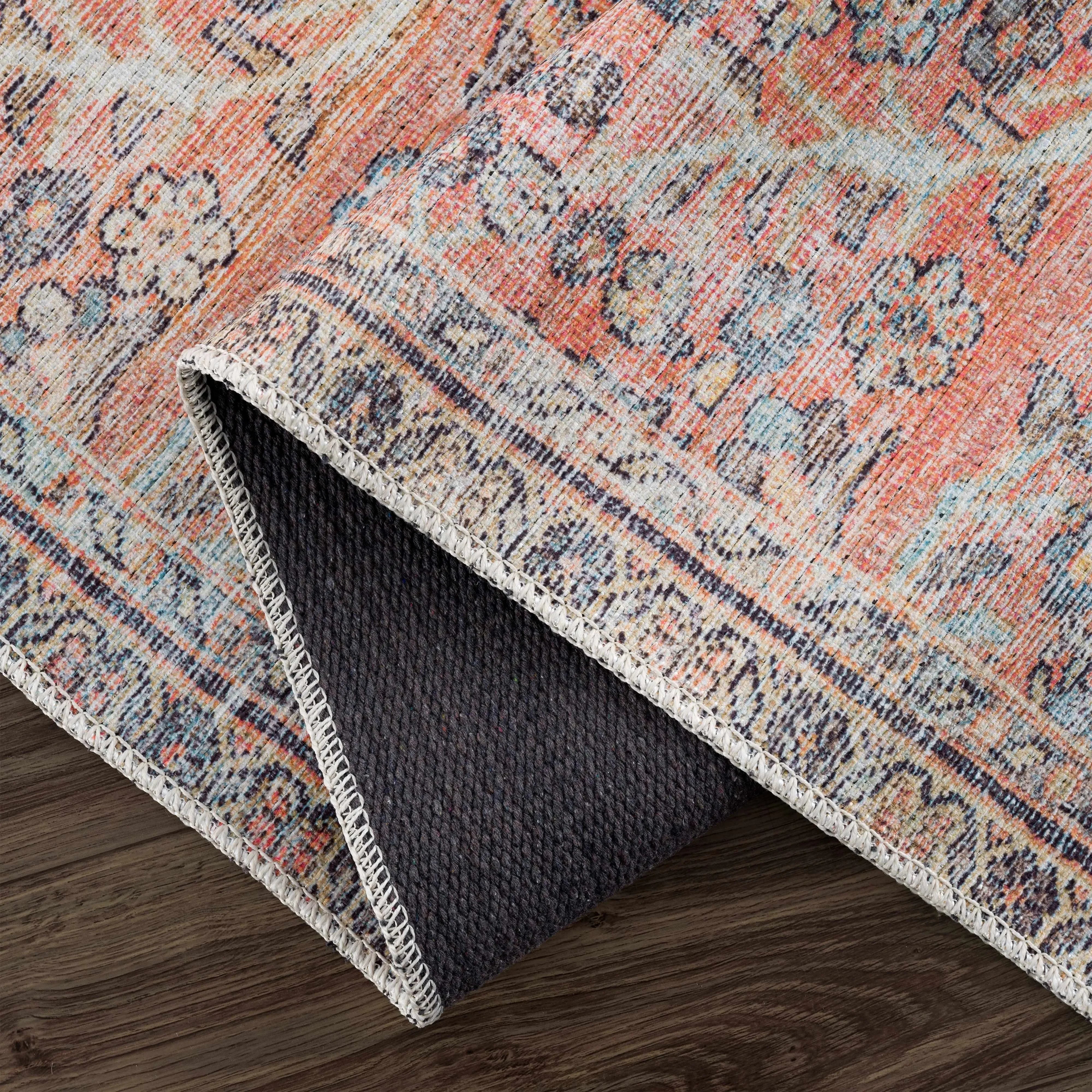 Peach & Blue Washable Area Rug - Clearance - The Mayfair Hall