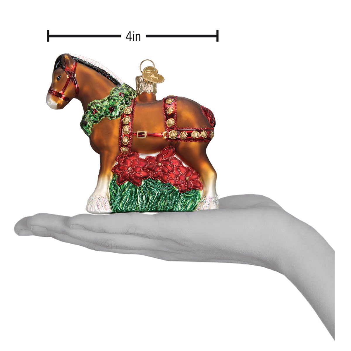 Holiday Clydesdale Blown Glass Christmas Ornament by Old World Christmas