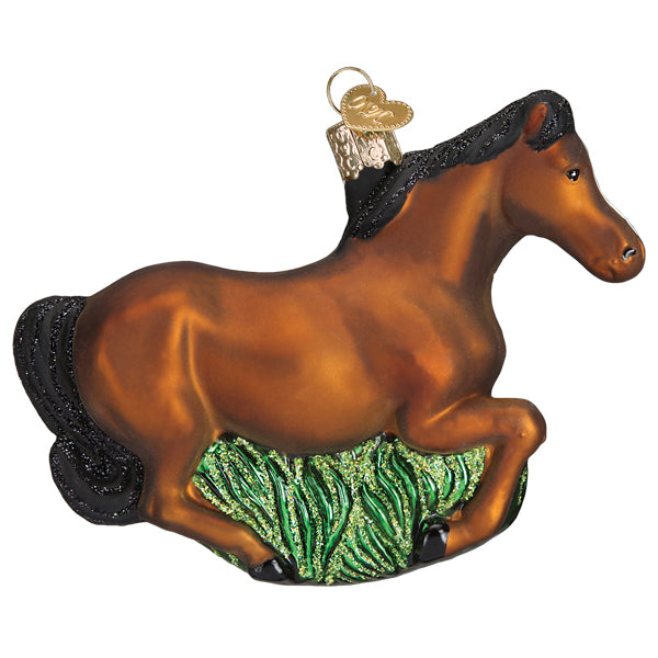 Brown Mustang Blown Glass Christmas Ornament by Old World Christmas