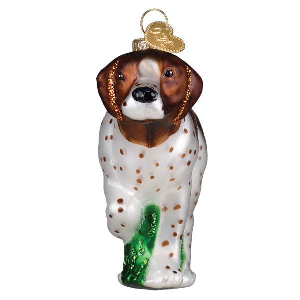 German Shorthaired Pointer Blown Glass Christmas Ornament by Old World Christmas