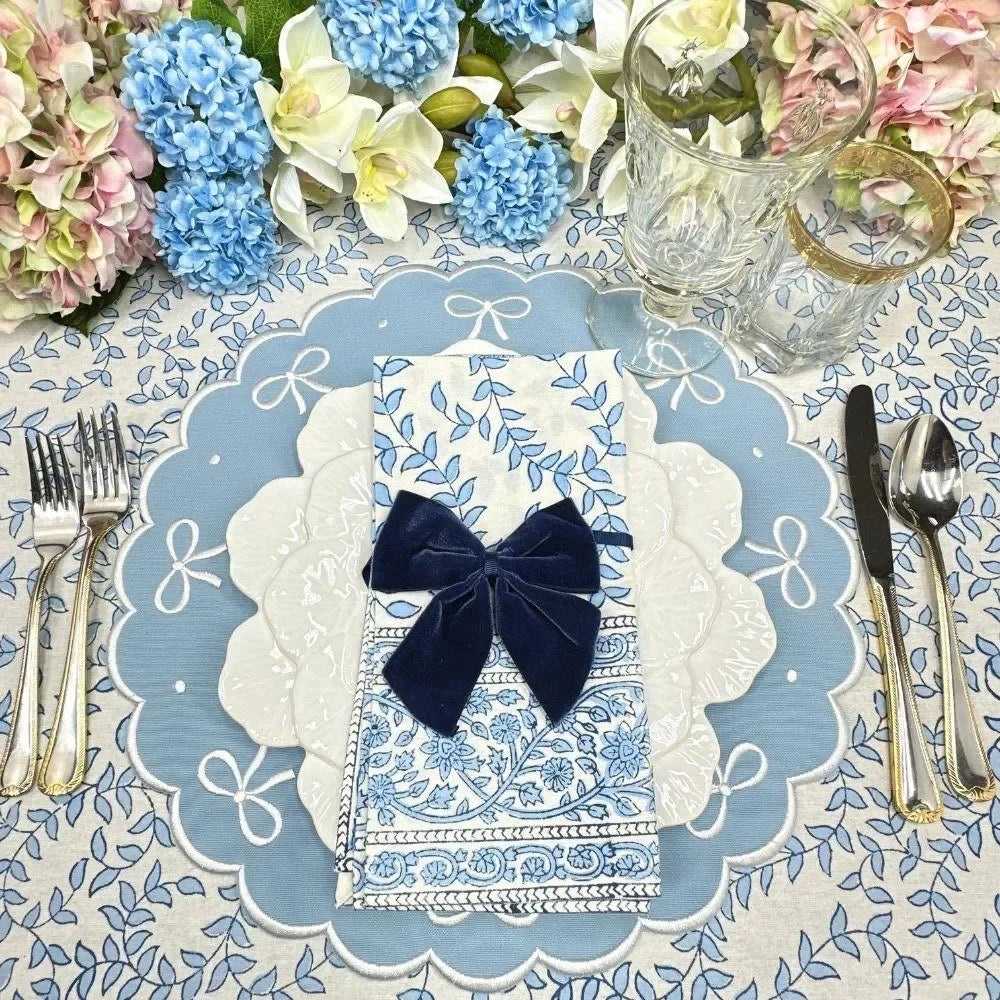 Blue Leaves Cotton Napkin (Set of 4) - The Mayfair Hall