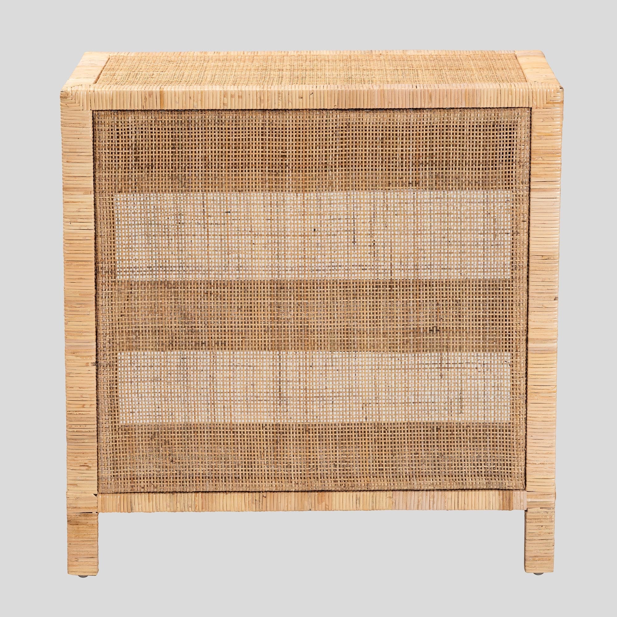 Marek Mahogany Wood and Rattan 1-Drawer Console Table