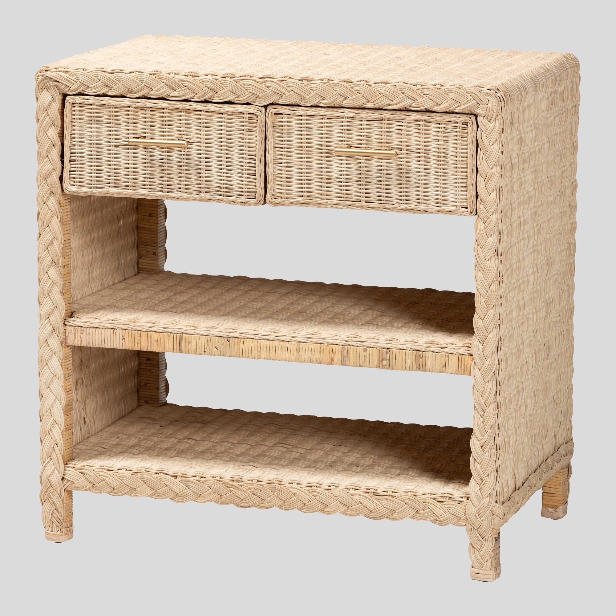 Kaity Rattan 2-Drawer Console Table