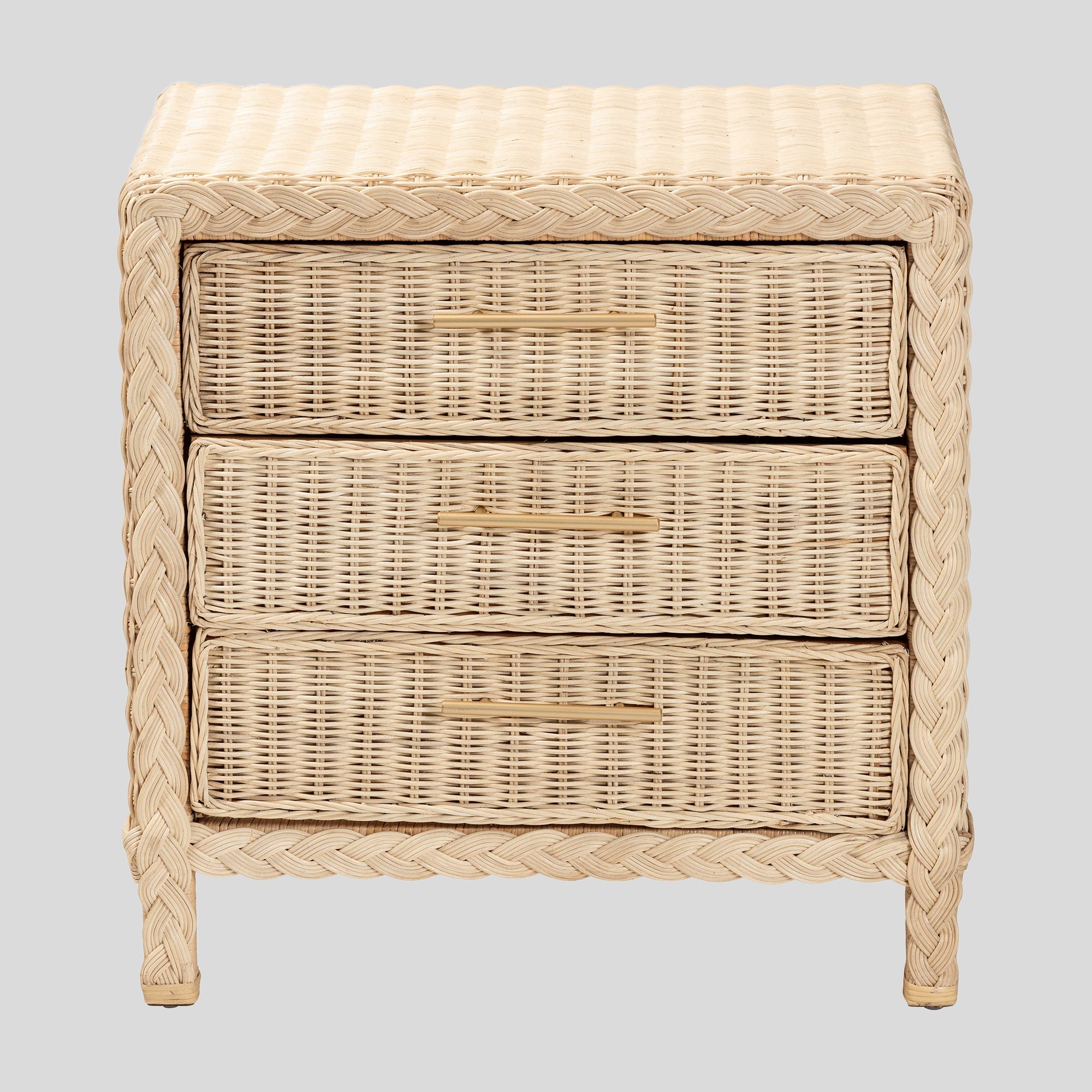 Kaity Rattan 3-Drawer Nightstand
