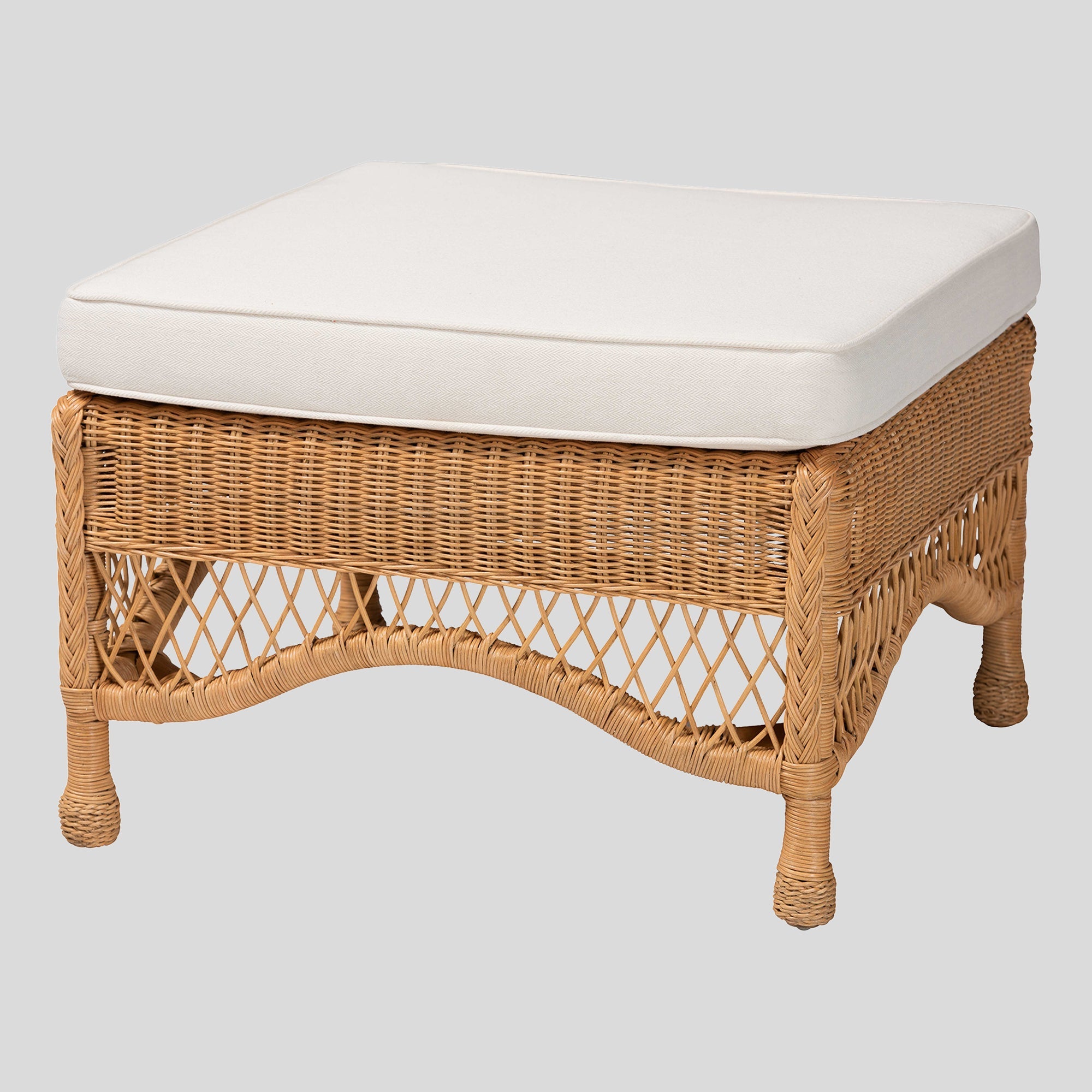 Johnson Rattan Ottoman Stool