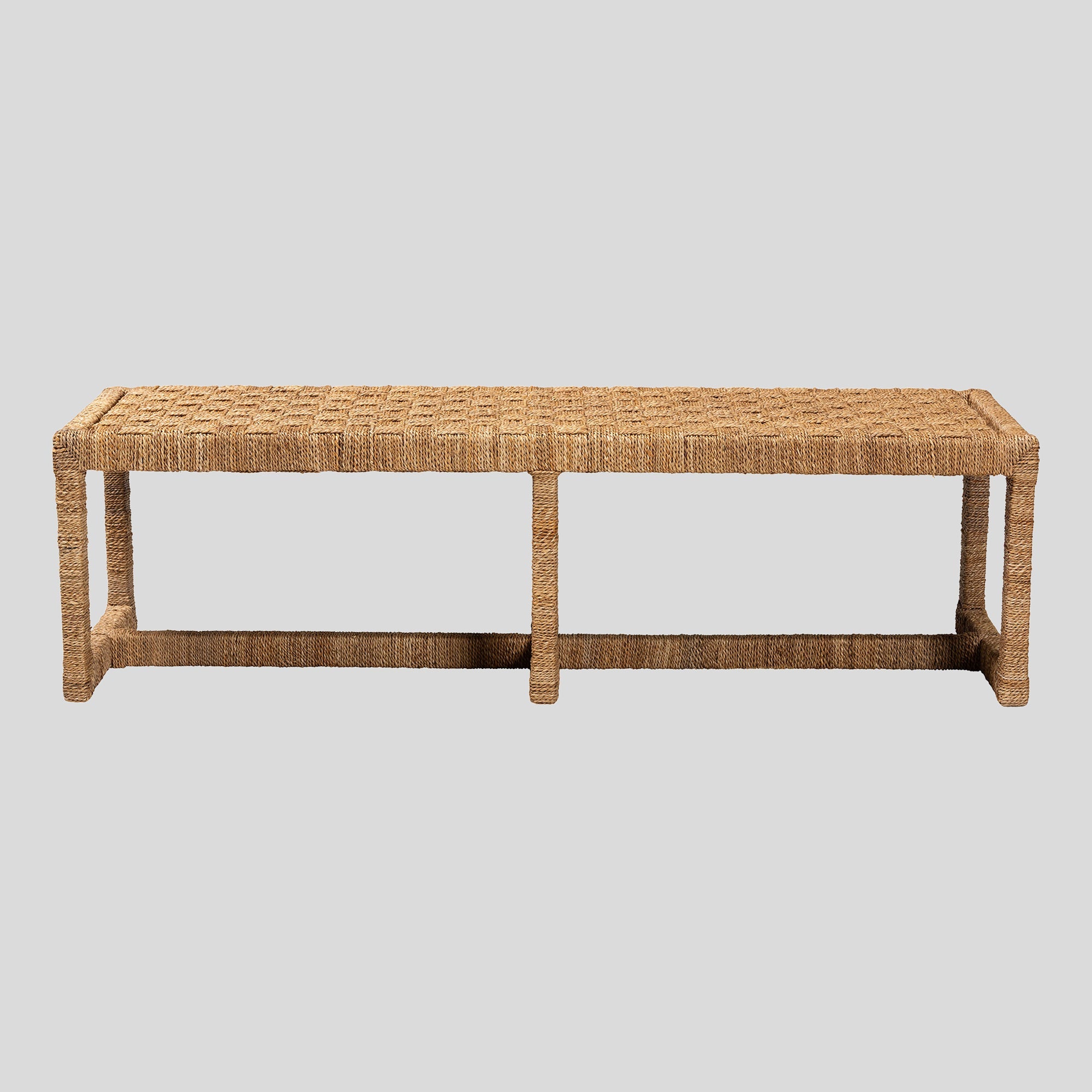 Ross Seagrass and Wood Accent Bench