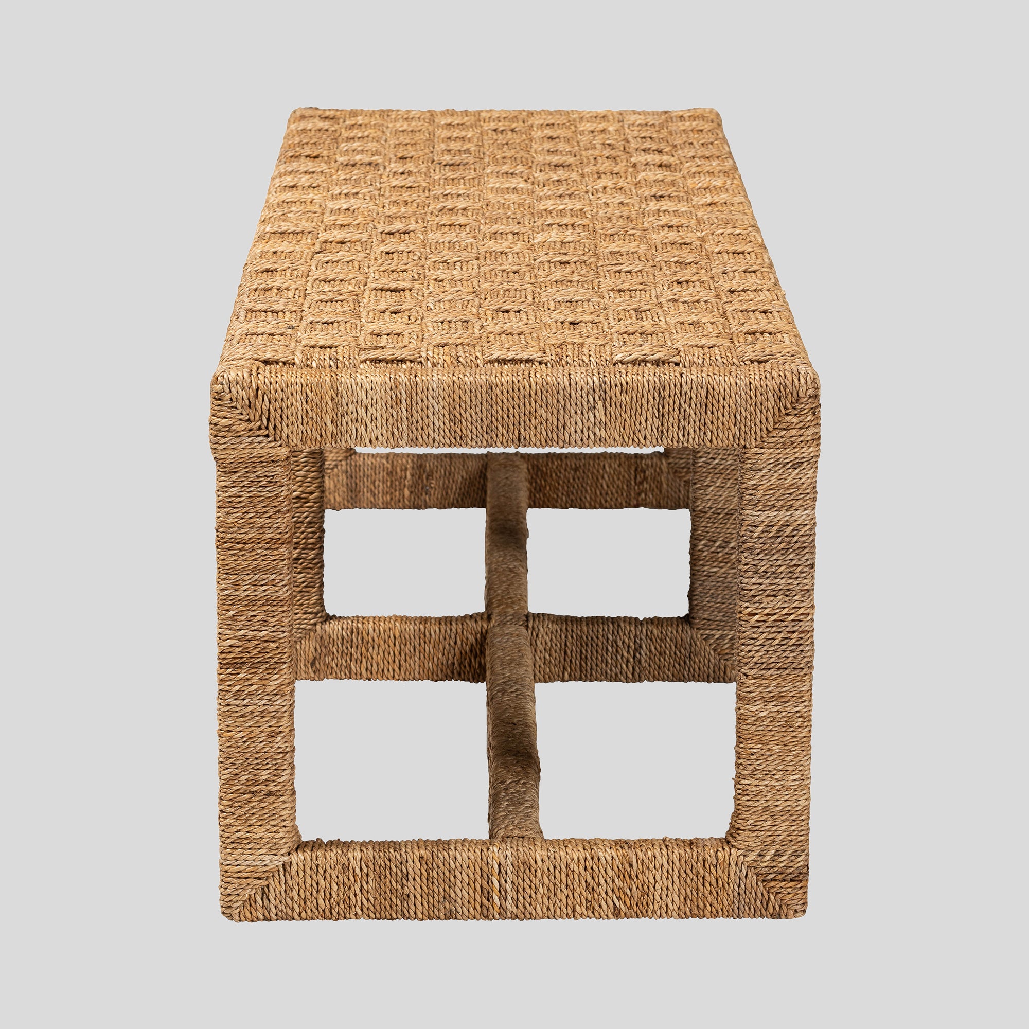 Ross Seagrass and Wood Accent Bench