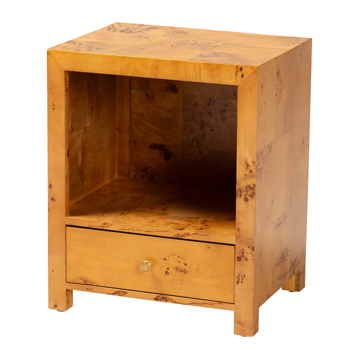 Audrey Wood 1-Drawer Nightstand by bali & pari — overall view