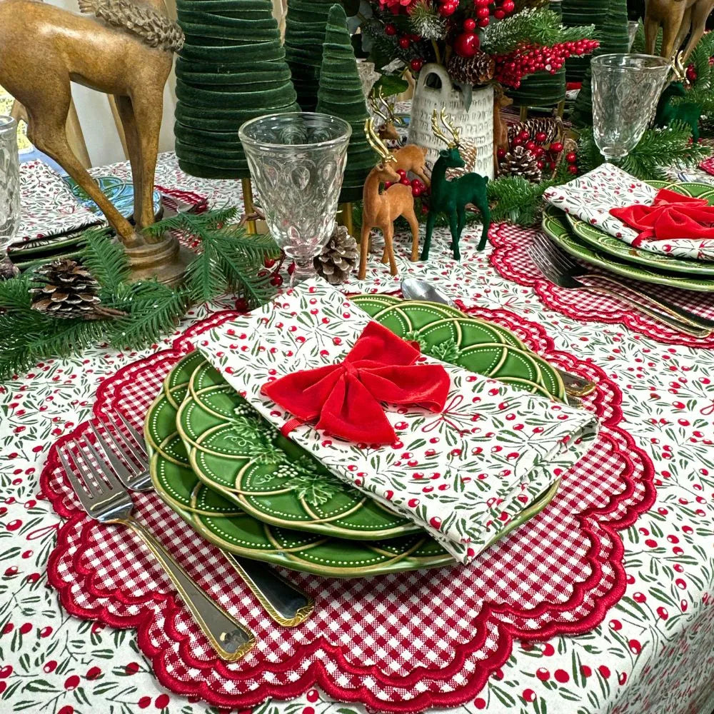 Mistletoe Block Print Tablecloth