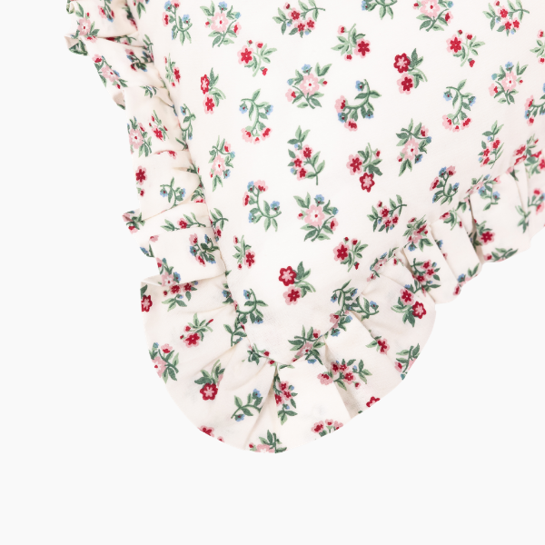Mildred Floral Cream Ruffled Lumbar Pillow