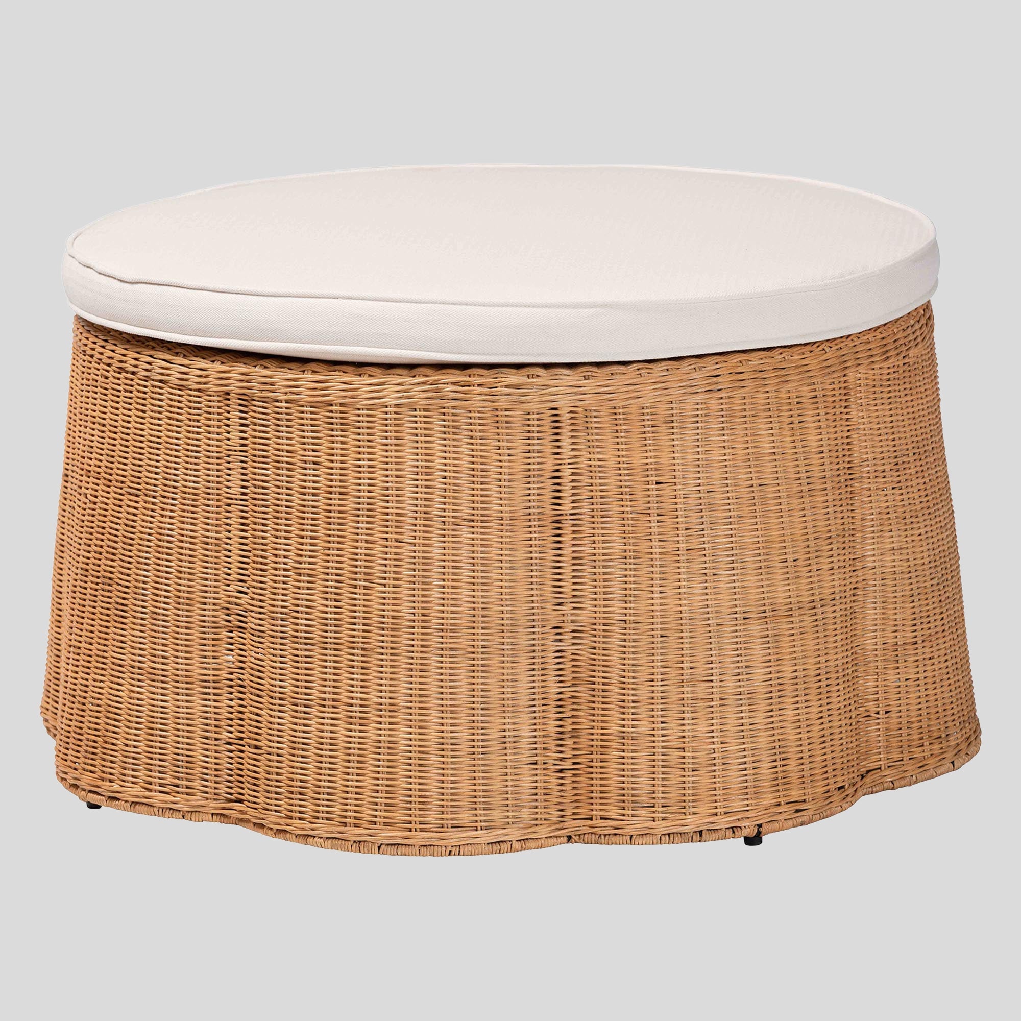 Usman Rattan Ottoman with Cushion
