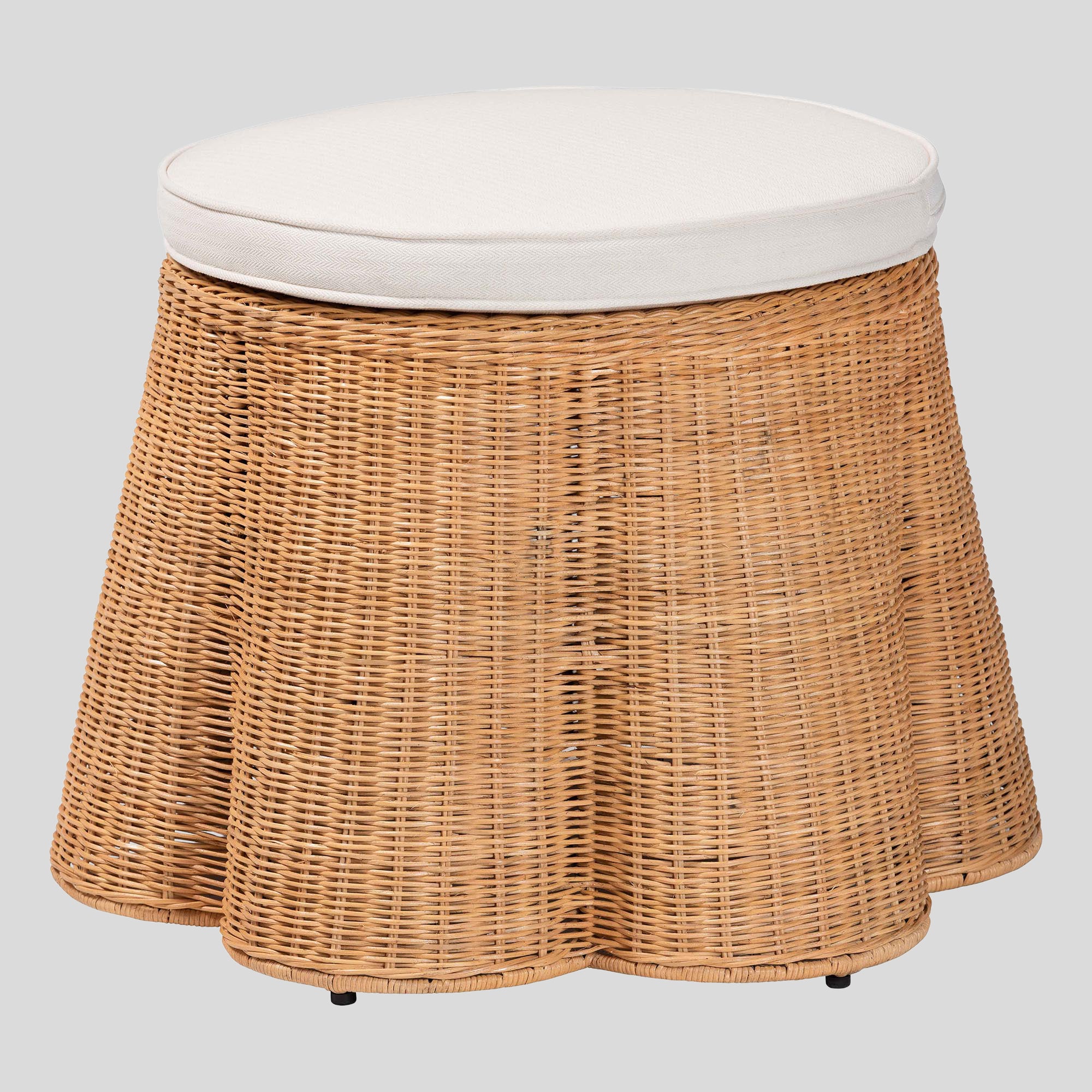 Usman Rattan Ottoman with Cushion