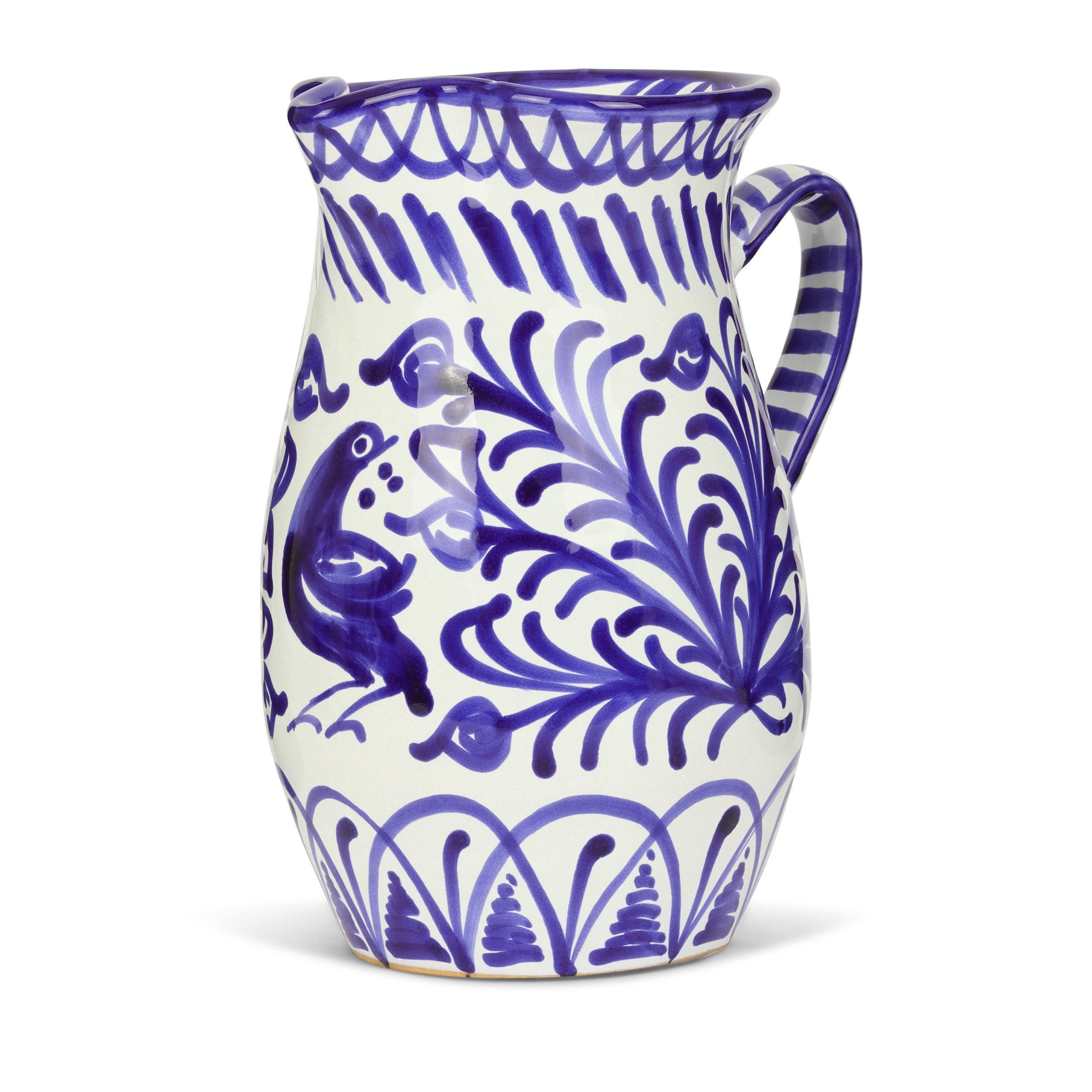Large pitcher with hand painted designs
