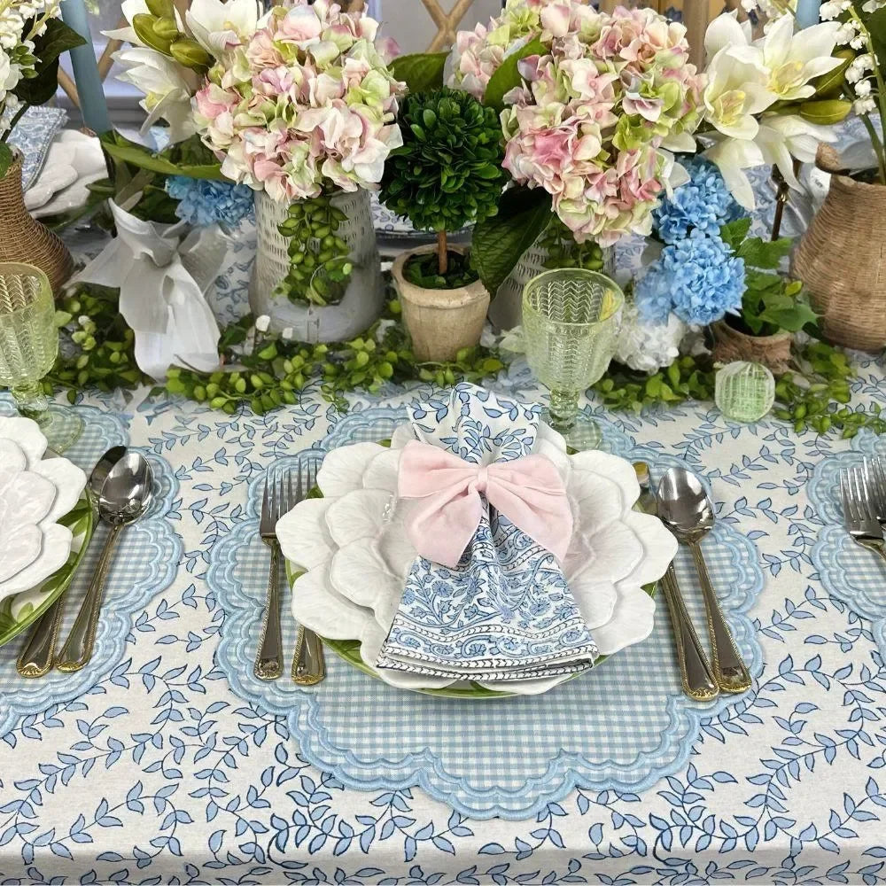 Blue Leaves Cotton Napkin (Set of 4) - The Mayfair Hall