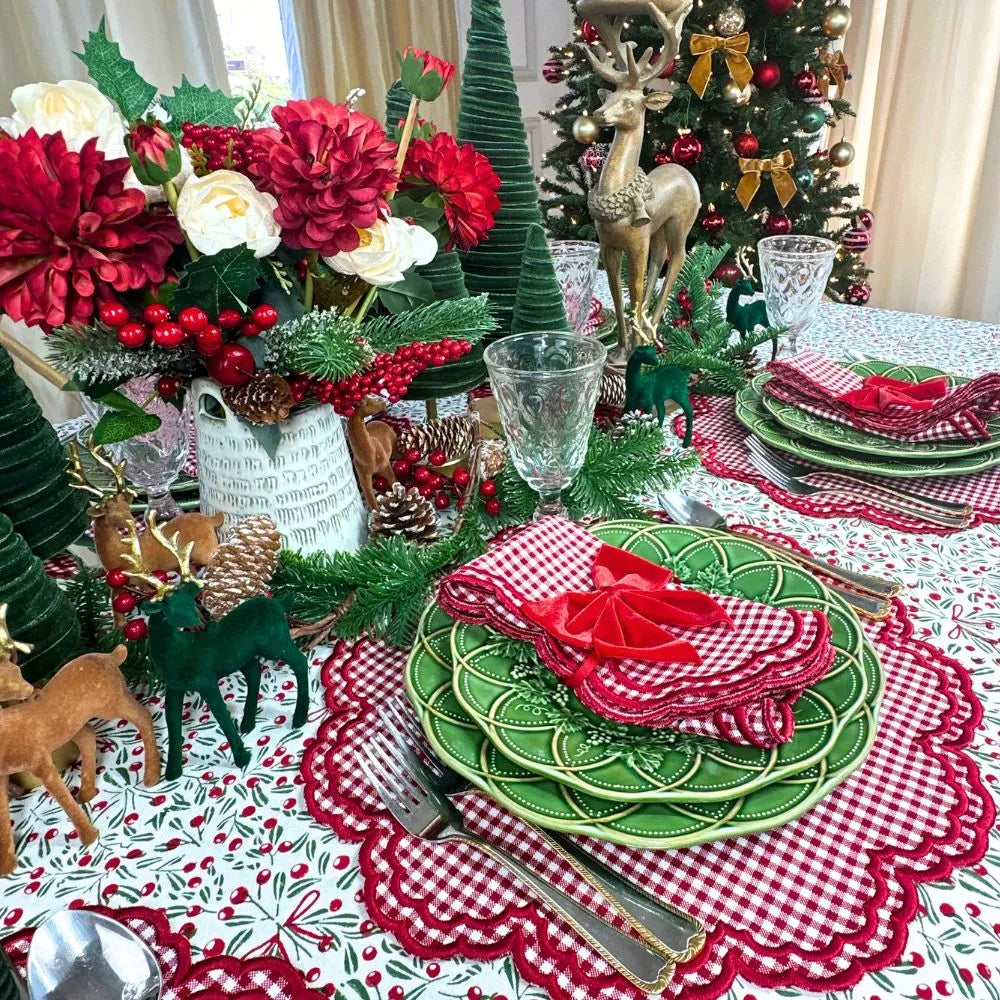 Mistletoe Block Print Tablecloth