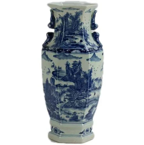 Village Scene Floral Handle Vase - The Mayfair Hall
