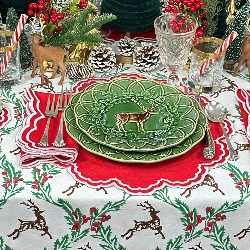 Bettina Scalloped Red Napkin (Set of 4)