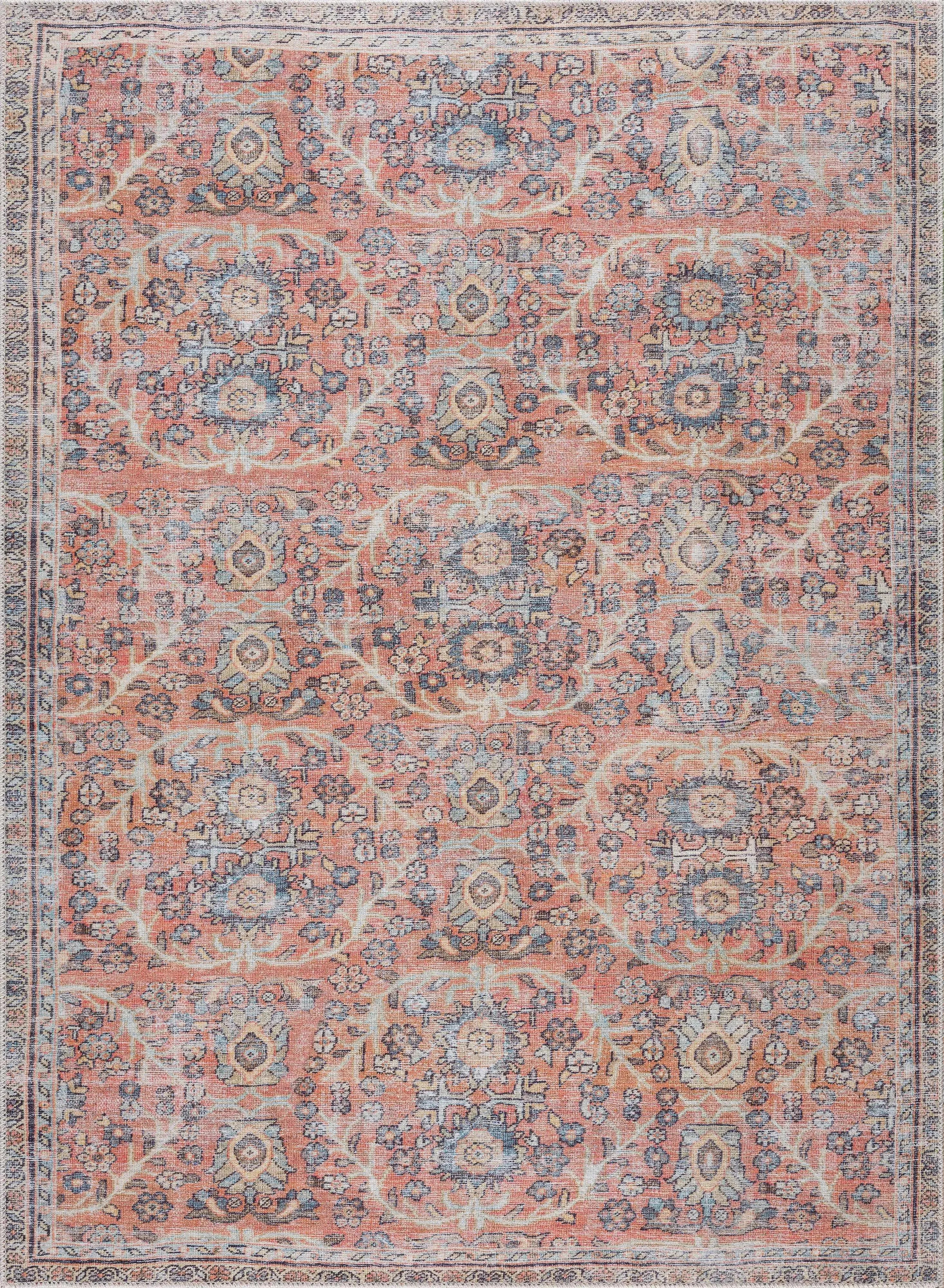 Peach & Blue Washable Area Rug - Clearance - The Mayfair Hall