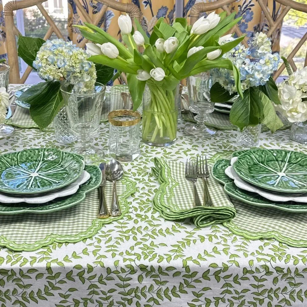 Green Leaves Cotton Tablecloth - The Mayfair Hall