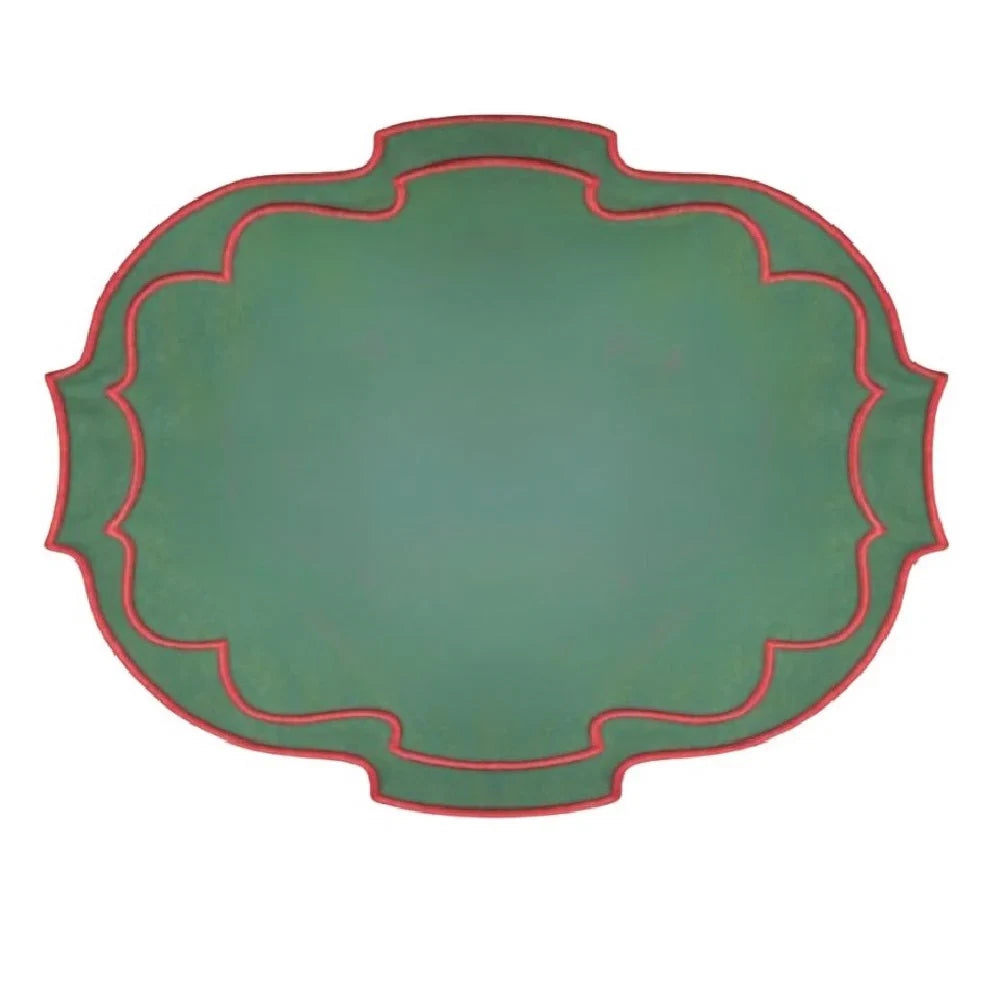Christmas Belle Green with Red Embroidery Placemats (Set of 4)