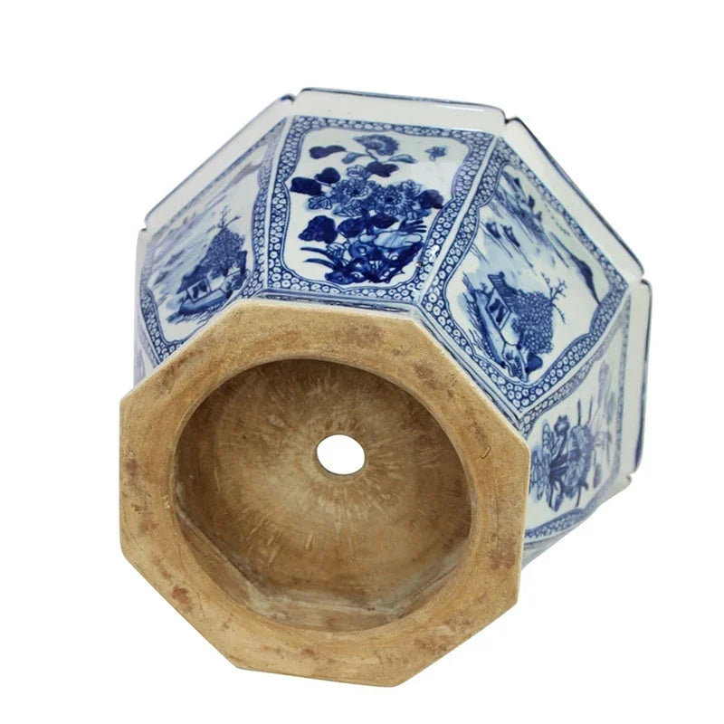 Mid Size Village Scene Hexagon Planter - The Mayfair Hall