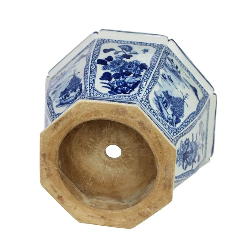 Mid Size Village Scene Hexagon Planter - The Mayfair Hall