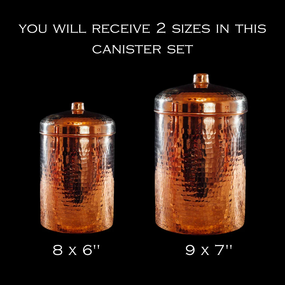 Copper Kitchen Canisters - Large Set, 2 Pieces - The Mayfair Hall