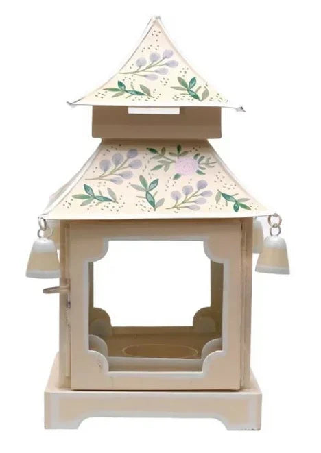 Pale Pink Handpainted Pagoda Lantern - The Mayfair Hall