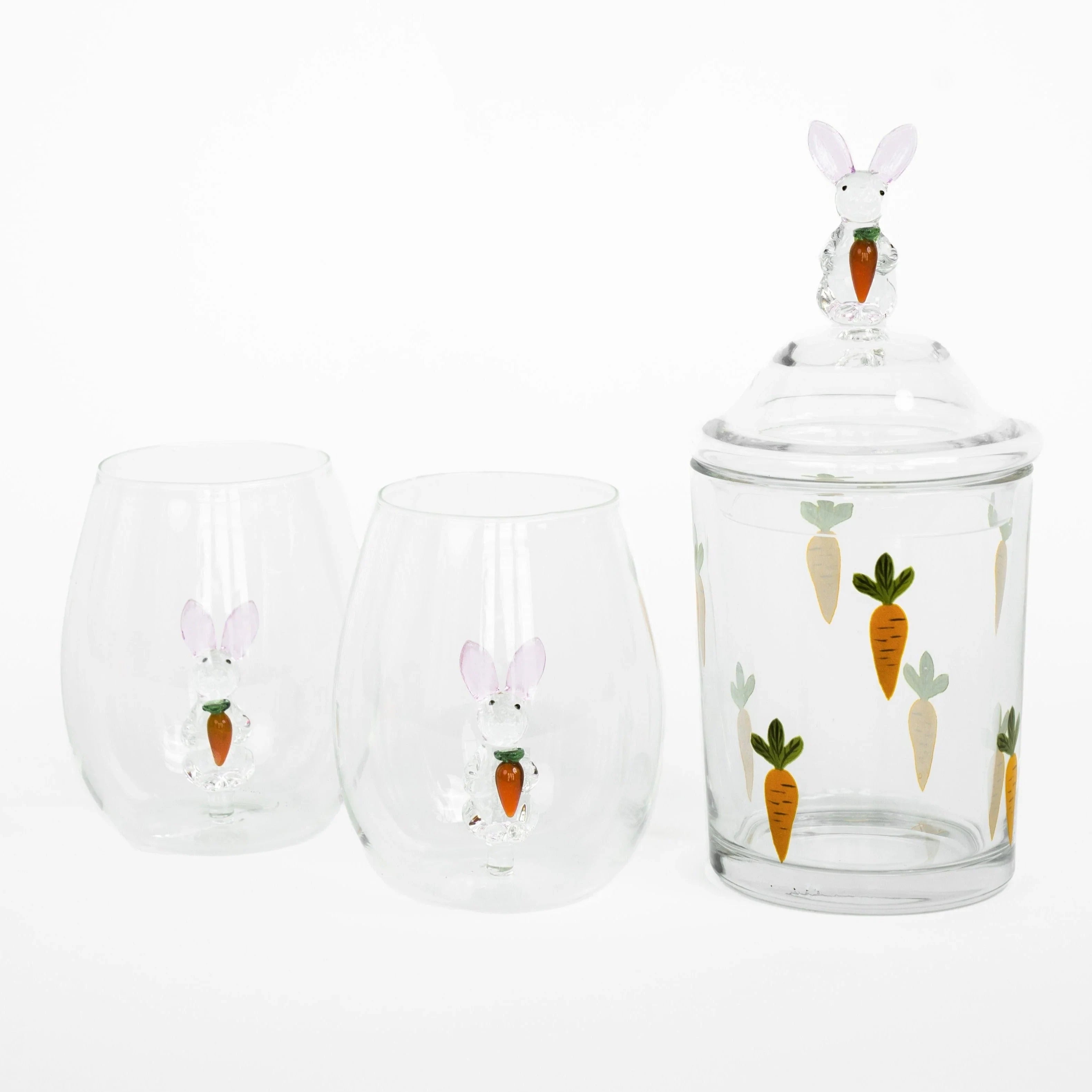 3D Easter Bunny Jar & Wine Glass Collection