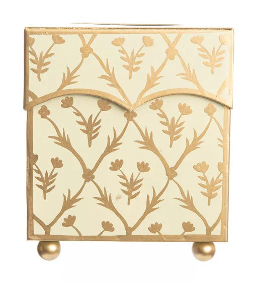 Tissue Holder Ivory and Gold with Tulip Design - The Mayfair Hall