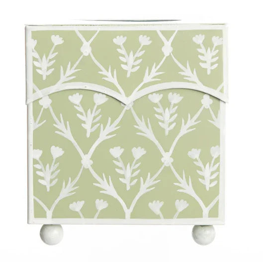Pale Green & White Tulip Tissue Holder - The Mayfair Hall