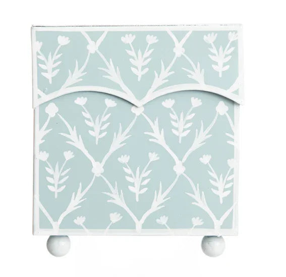 Pale Blue & White Tulip Tissue Holder - The Mayfair Hall