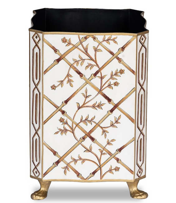 Ivory Bamboo & Floral Tissue Holder & Wastepaper Basket (3 Options)