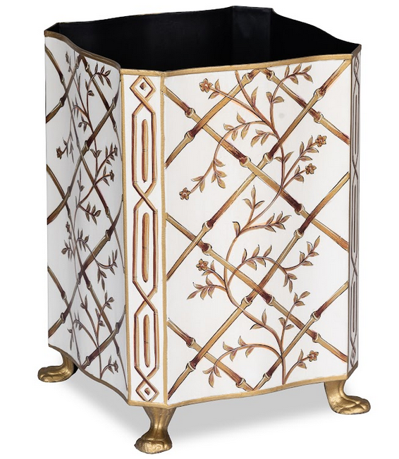 Ivory Bamboo & Floral Tissue Holder & Wastepaper Basket (3 Options)