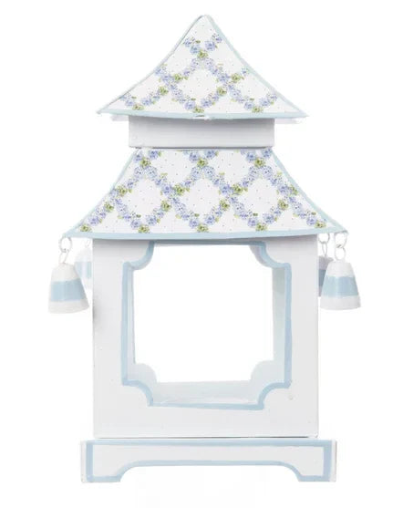 Soft Blue Hydrangea Garden Trellis Pagoda Lantern - The Mayfair Hall