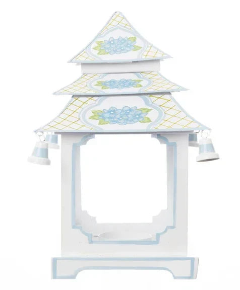 Hydrangea Leaf Pagoda Lantern (Blue Trim) - The Mayfair Hall