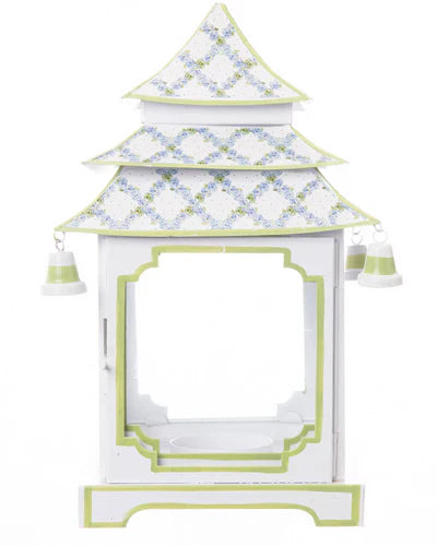 Soft Green Hydrangea Trellis Pagoda Lantern (4 Sizes)